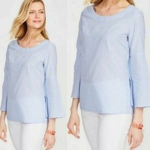 J. McLaughlin Coretta Top Stripe Collarless SzS